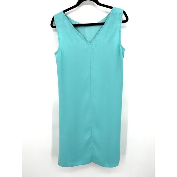 EMME MARELLA Blue Layered Sleeveless Lightweight Shift Mini Dress Size 12 - Picture 5 of 9
